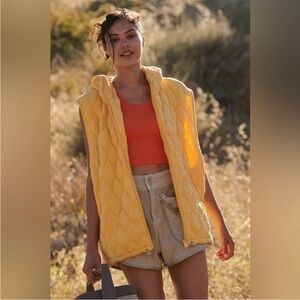 FREE PEOPLE Pale Marigold Dream Big Quilted Vest